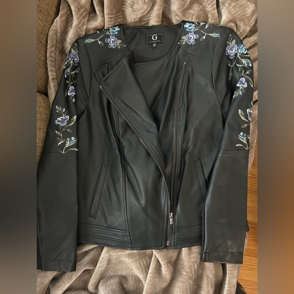 G By Giuliana Leather Embroidered Jacket